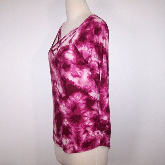 NOBO No Boundaries Shirt Top Butter Soft XL 15-17 Juniors Strappy Purple Tie Dye - Picture 4 of 10